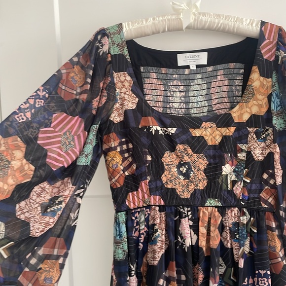 LA LIGNE Maria Patchwork Floral Dress, EUC, Size Small - Picture 4 of 10